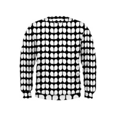 Black And White Leaf Pattern Kids  Sweatshirt by GardenOfOphir