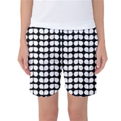 Black And White Leaf Pattern Women s Basketball Shorts by GardenOfOphir