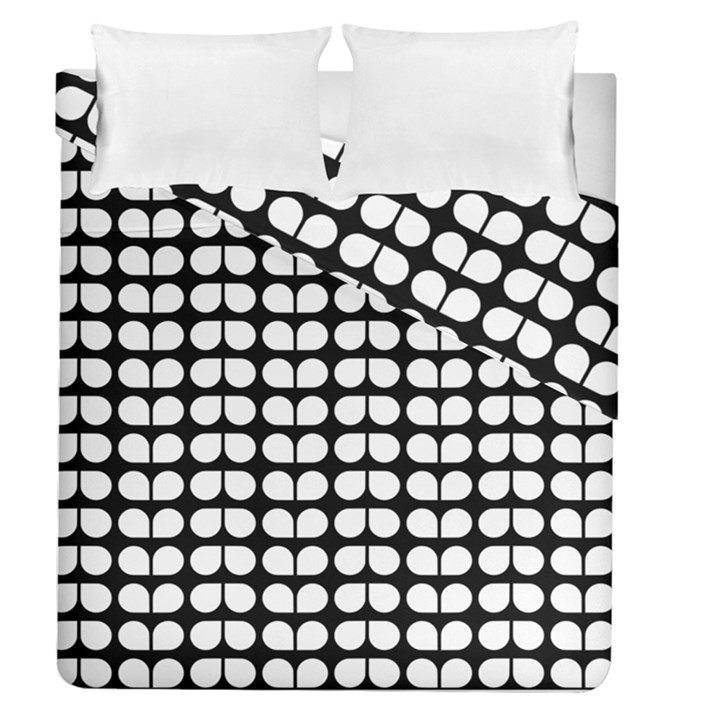 Black And White Leaf Pattern Duvet Cover Double Side (Queen Size)