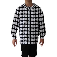 Black And White Leaf Pattern Kids  Hooded Windbreaker by GardenOfOphir