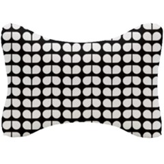 Black And White Leaf Pattern Seat Head Rest Cushion by GardenOfOphir