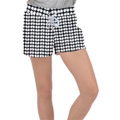 Black And White Leaf Pattern Women s Velour Lounge Shorts by GardenOfOphir