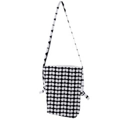 Black And White Leaf Pattern Folding Shoulder Bag by GardenOfOphir