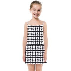 Black And White Leaf Pattern Kids  Summer Sun Dress by GardenOfOphir