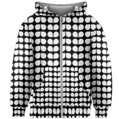 Black And White Leaf Pattern Kids  Zipper Hoodie Without Drawstring by GardenOfOphir