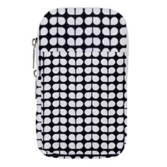 Black And White Leaf Pattern Waist Pouch (small) by GardenOfOphir