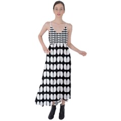 Black And White Leaf Pattern Tie Back Maxi Dress by GardenOfOphir