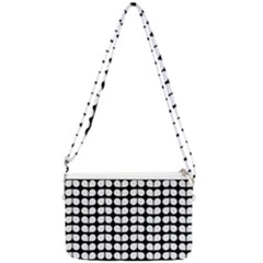 Black And White Leaf Pattern Double Gusset Crossbody Bag by GardenOfOphir