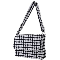 Black And White Leaf Pattern Full Print Messenger Bag (l) by GardenOfOphir