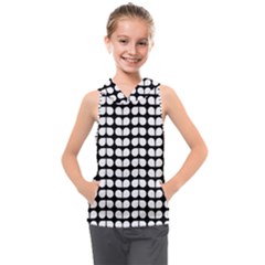 Black And White Leaf Pattern Kids  Sleeveless Hoodie by GardenOfOphir