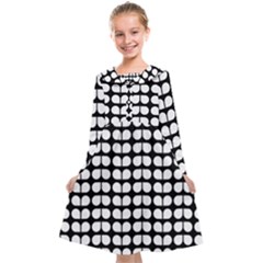 Black And White Leaf Pattern Kids  Midi Sailor Dress by GardenOfOphir