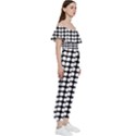 Black And White Leaf Pattern Off Shoulder Ruffle Top Jumpsuit View3