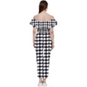 Black And White Leaf Pattern Off Shoulder Ruffle Top Jumpsuit View4