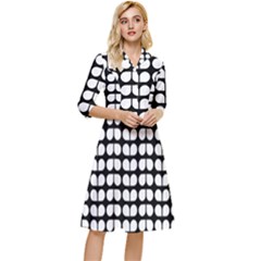 Black And White Leaf Pattern Classy Knee Length Dress by GardenOfOphir