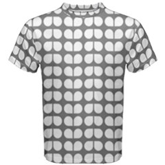 Gray And White Leaf Pattern Men s Cotton Tee by GardenOfOphir