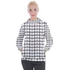 Gray And White Leaf Pattern Women s Hooded Pullover by GardenOfOphir