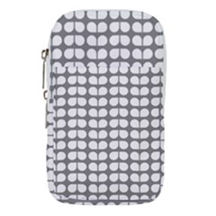 Gray And White Leaf Pattern Waist Pouch (small) by GardenOfOphir