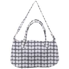 Gray And White Leaf Pattern Removal Strap Handbag by GardenOfOphir