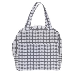 Gray And White Leaf Pattern Boxy Hand Bag by GardenOfOphir