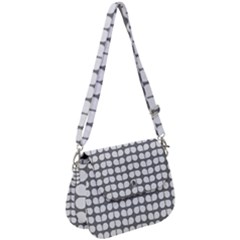 Gray And White Leaf Pattern Saddle Handbag by GardenOfOphir