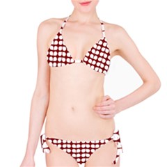 Red And White Leaf Pattern Classic Bikini Set by GardenOfOphir