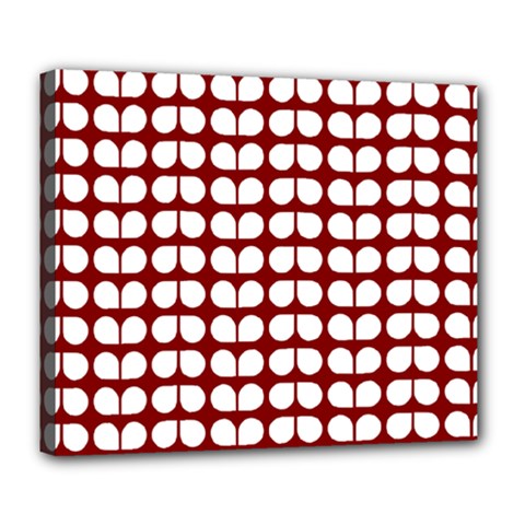 Red And White Leaf Pattern Deluxe Canvas 24  X 20  (stretched) by GardenOfOphir