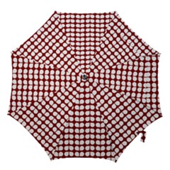 Red And White Leaf Pattern Hook Handle Umbrellas (large) by GardenOfOphir