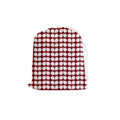 Red And White Leaf Pattern Drawstring Pouch (medium) by GardenOfOphir