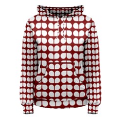 Red And White Leaf Pattern Women s Pullover Hoodie by GardenOfOphir