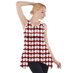 Red And White Leaf Pattern Side Drop Tank Tunic by GardenOfOphir