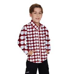 Red And White Leaf Pattern Kids  Windbreaker by GardenOfOphir