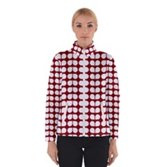 Red And White Leaf Pattern Women s Bomber Jacket by GardenOfOphir