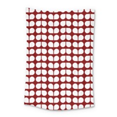 Red And White Leaf Pattern Small Tapestry by GardenOfOphir