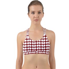 Red And White Leaf Pattern Back Web Sports Bra by GardenOfOphir