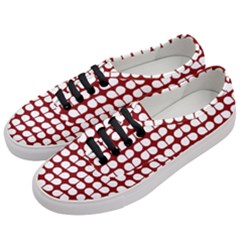 Red And White Leaf Pattern Women s Classic Low Top Sneakers by GardenOfOphir