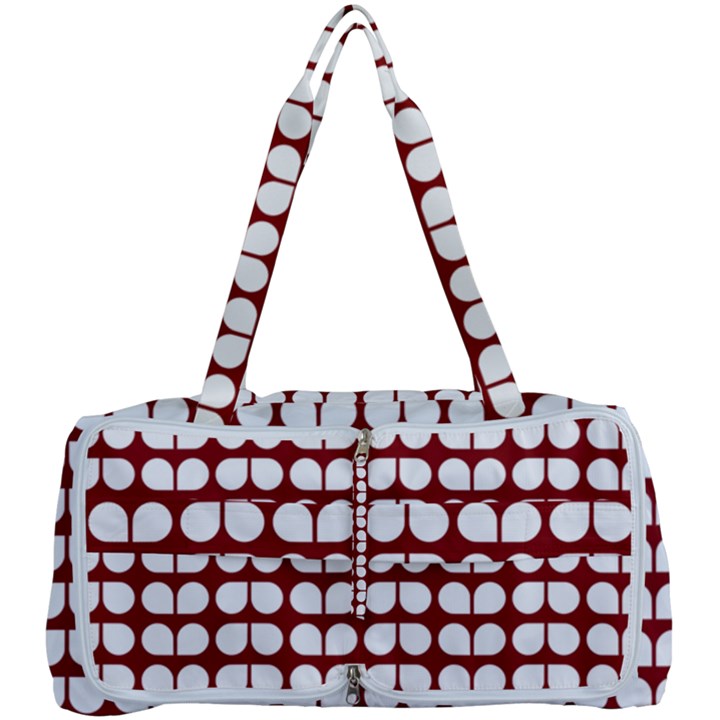 Red And White Leaf Pattern Multi Function Bag