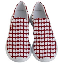 Red And White Leaf Pattern Women s Lightweight Slip Ons by GardenOfOphir