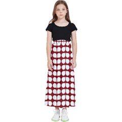 Red And White Leaf Pattern Kids  Flared Maxi Skirt by GardenOfOphir