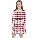 Red And White Leaf Pattern Kids  Quarter Sleeve Skater Dress View1