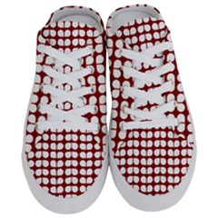 Red And White Leaf Pattern Half Slippers by GardenOfOphir