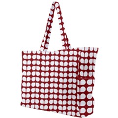 Red And White Leaf Pattern Simple Shoulder Bag by GardenOfOphir