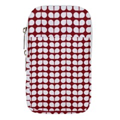 Red And White Leaf Pattern Waist Pouch (small) by GardenOfOphir