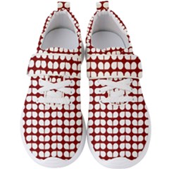 Red And White Leaf Pattern Men s Velcro Strap Shoes by GardenOfOphir