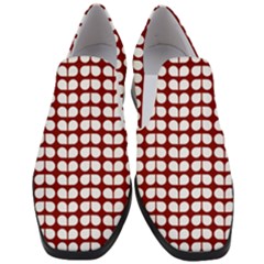 Red And White Leaf Pattern Women Slip On Heel Loafers by GardenOfOphir