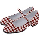 Red And White Leaf Pattern Women s Mary Jane Shoes View2