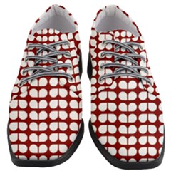 Red And White Leaf Pattern Women Heeled Oxford Shoes by GardenOfOphir