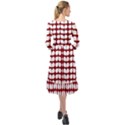 Red And White Leaf Pattern Ruffle End Midi Chiffon Dress View2