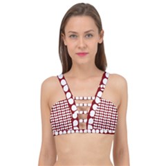 Red And White Leaf Pattern Cage Up Bikini Top by GardenOfOphir