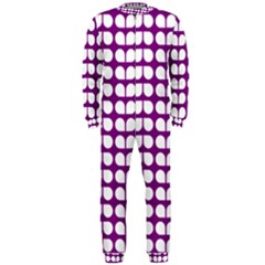 Purple And White Leaf Pattern Onepiece Jumpsuit (men) by GardenOfOphir