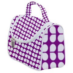 Purple And White Leaf Pattern Satchel Handbag by GardenOfOphir